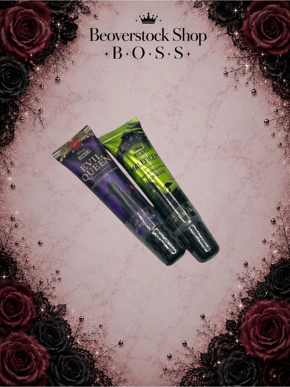 New Bath & Body Works Disney Villains Lip Gloss Duo Evil Queen & Maleficent Set
